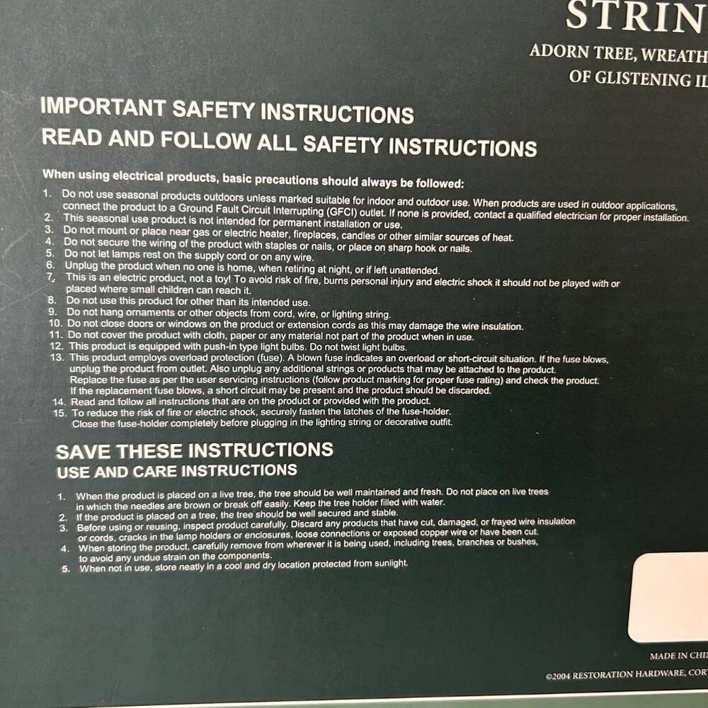 Snowflake String Lights Restoration Hardware 9 feet NEW IN BOX